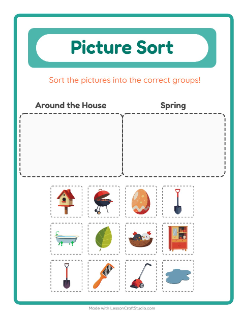Preview of Missing Pieces worksheet featuring Around the House for kindergarten