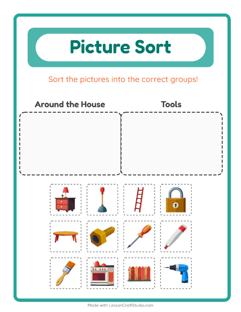 Preview of Picture Sort worksheet for kindergarten
