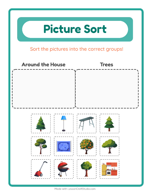 Preview of Picture Sort worksheet for kindergarten