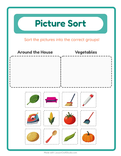 Preview of Picture Sort worksheet for kindergarten