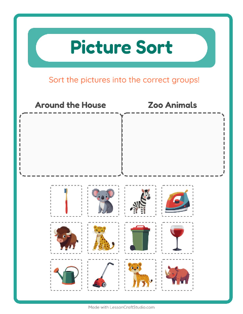 Preview of Picture Sort worksheet for kindergarten