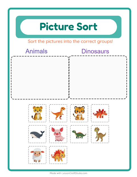 Preview of Picture Sort worksheet for kindergarten