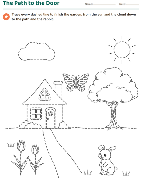 Preview of Picture Tracing Worksheets: Trace the Garden Path to the Door