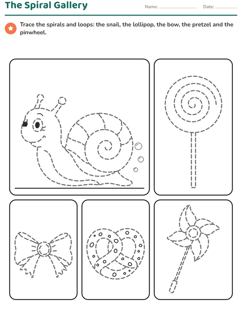 Preview of Tracing Pictures for Kids: Spirals and Loops