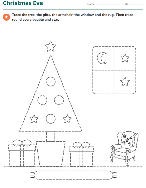Preview of Christmas Picture Tracing: Trace Round Every Bauble and Star