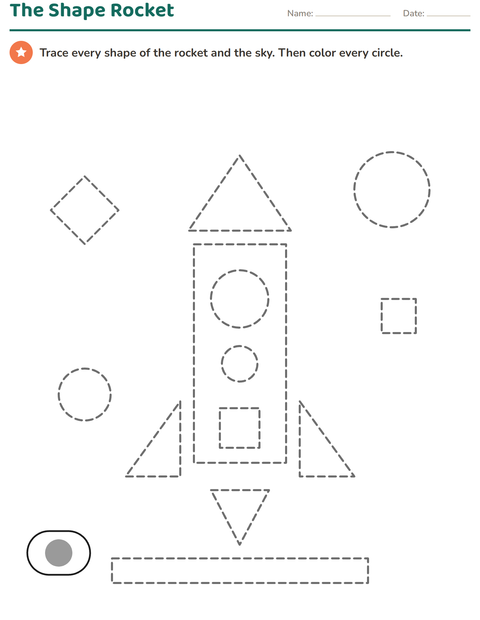 Preview of Shape Picture Tracing: A Rocket of Circles, Squares and Triangles