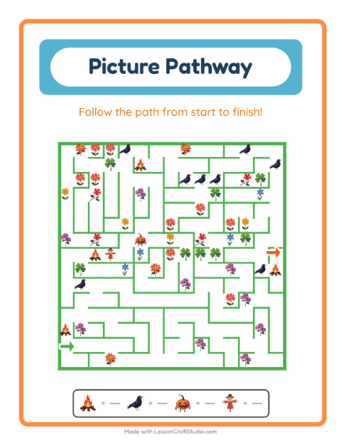 Preview of Picture Trail worksheet featuring Miscellaneous for kindergarten