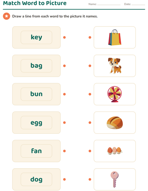 Preview of Picture Vocabulary worksheet for kindergarten
