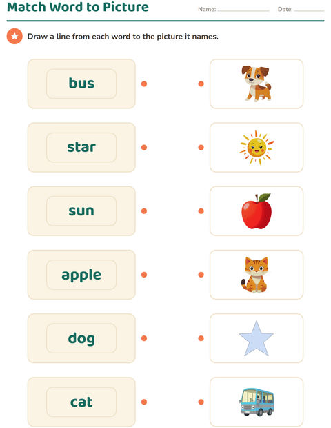 Preview of Picture Vocabulary worksheet for kindergarten