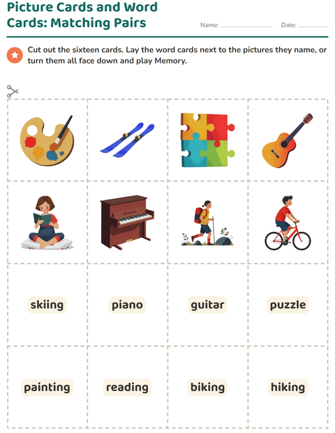 Preview of Picture Word Cards worksheet featuring Activities for kindergarten