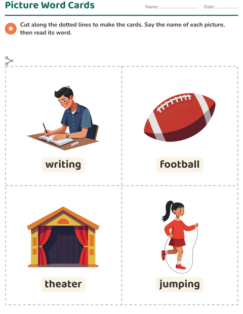 Preview of Picture Word Cards worksheet featuring Activities for kindergarten