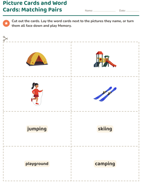 Preview of Picture Word Cards worksheet featuring Activities for kindergarten