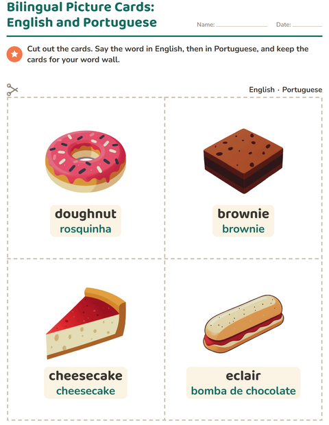 Preview of Picture Word Cards worksheet featuring Bakery for kindergarten