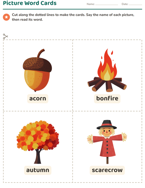 Preview of Picture Word Cards worksheet featuring Miscellaneous for kindergarten