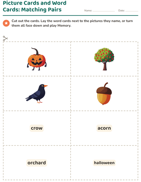 Preview of Picture Word Cards worksheet featuring Miscellaneous for kindergarten