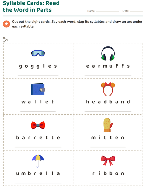 Preview of Picture Word Cards worksheet featuring Accessories for grade 1