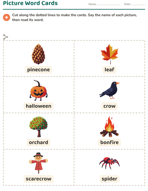 Preview of Picture Word Cards worksheet featuring Miscellaneous for kindergarten