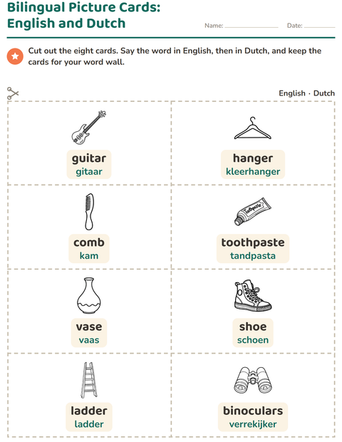 Preview of Picture Word Cards worksheet featuring Objects BW for kindergarten