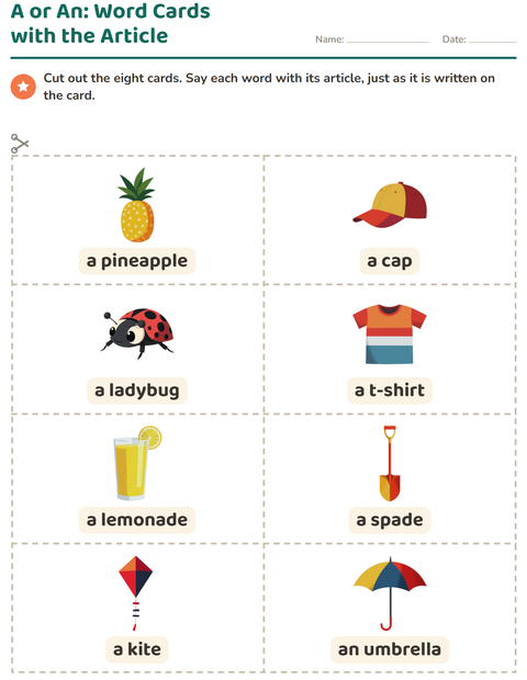 Preview of Picture Word Cards worksheet featuring Summer for kindergarten
