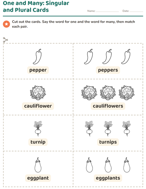 Preview of Picture Word Cards worksheet featuring Vegetables BW 2 for kindergarten