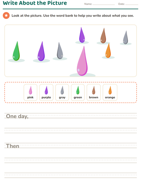 Preview of Picture Writing Prompts worksheet featuring Colors for grade 2