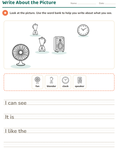 Preview of Picture Writing Prompts worksheet featuring Home BW for grade 2