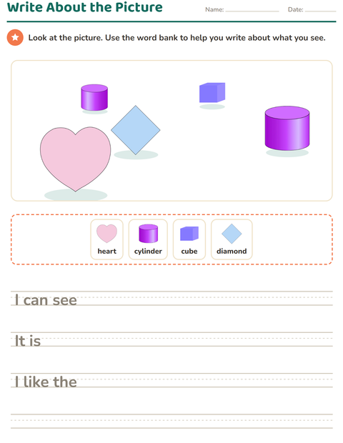Preview of Picture Writing Prompts worksheet featuring Shapes for grade 2