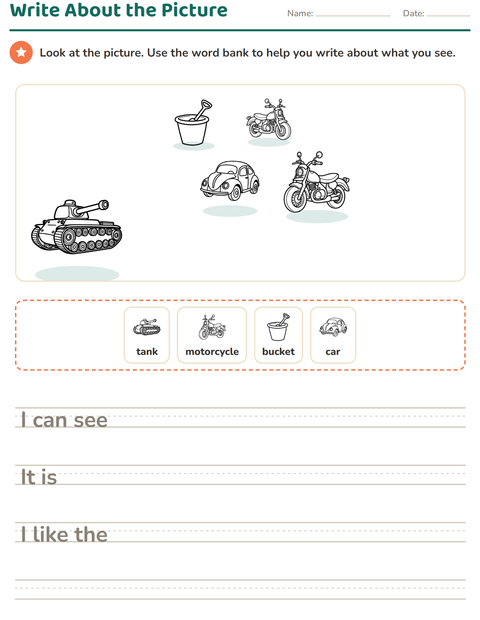 Preview of Picture Writing Prompts worksheet featuring Toys BW for grade 2