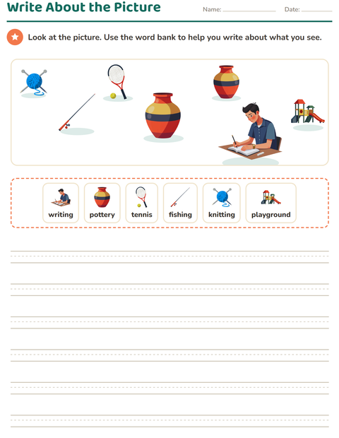Preview of Picture Writing Prompts worksheet featuring Activities for grade 2