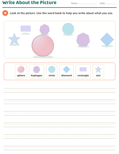 Preview of Picture Writing Prompts worksheet featuring Shapes for grade 2