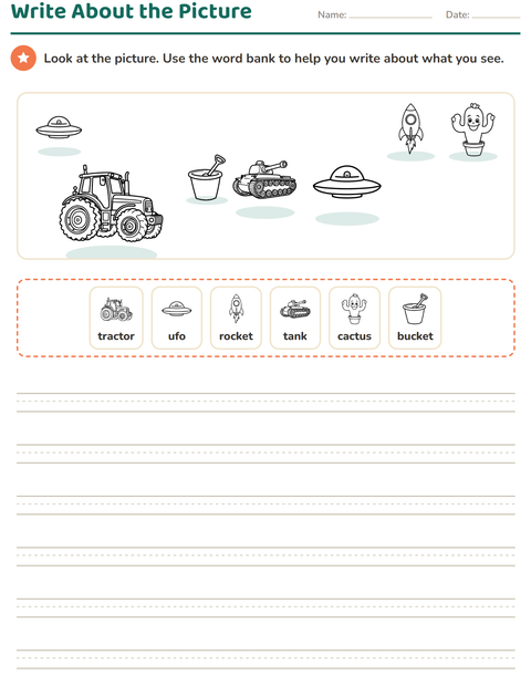 Preview of Picture Writing Prompts worksheet featuring Toys BW for grade 2