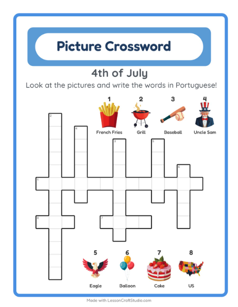 Picture crossword – Fourth of July Things