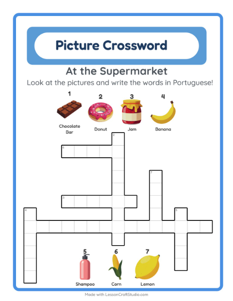 Picture crossword – Supermarket Things