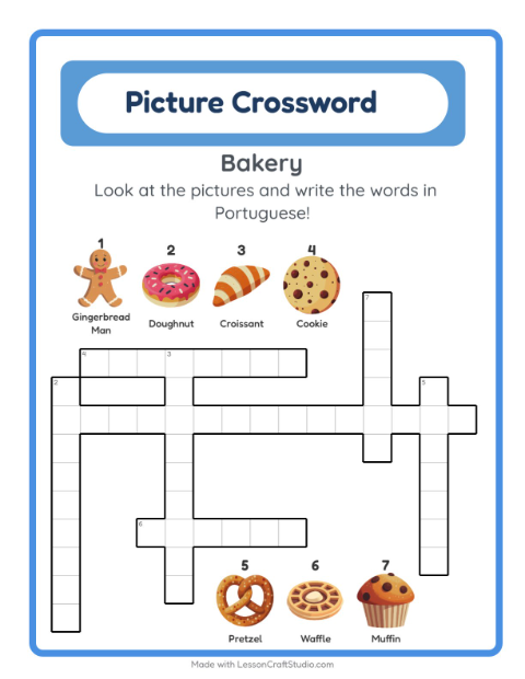 Picture crossword – Bakery Treats