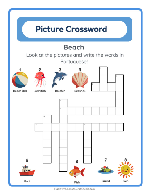 Picture crossword – Beach Things