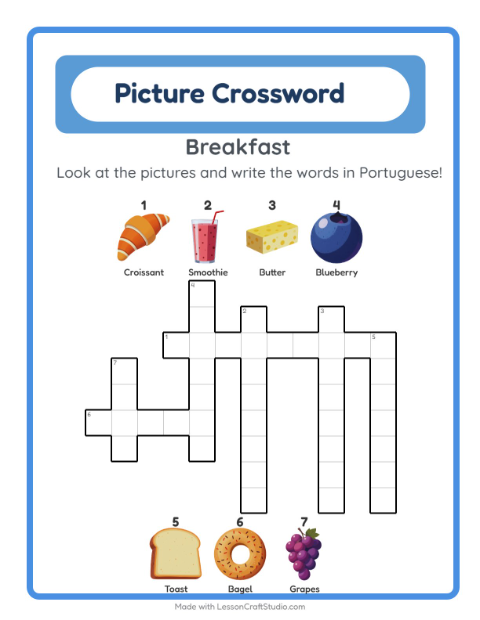 Picture crossword – Breakfast