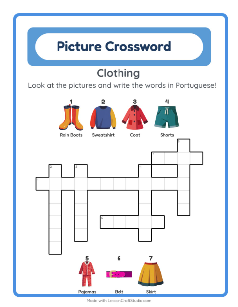 Picture crossword – Clothes