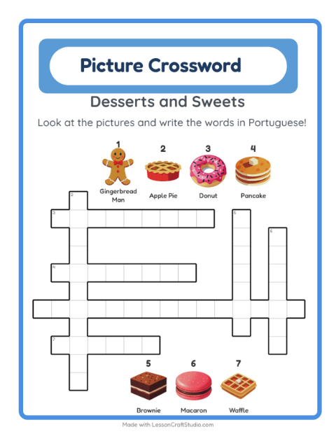 Picture crossword – Desserts and Sweets