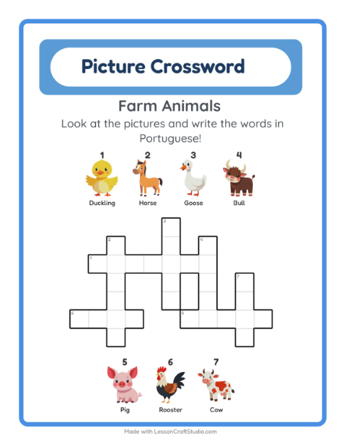 Picture crossword – Farm Animals
