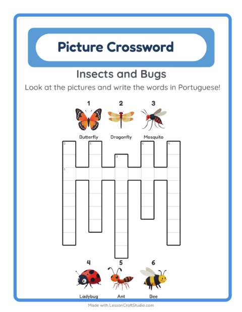 Picture crossword – Insects and Bugs