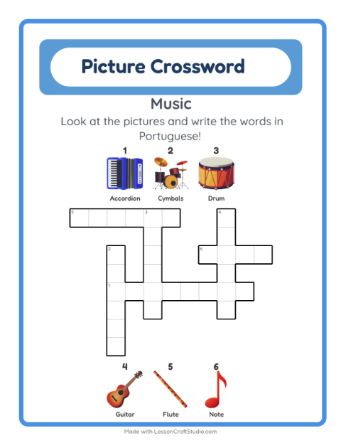 Picture crossword – Musical Instruments