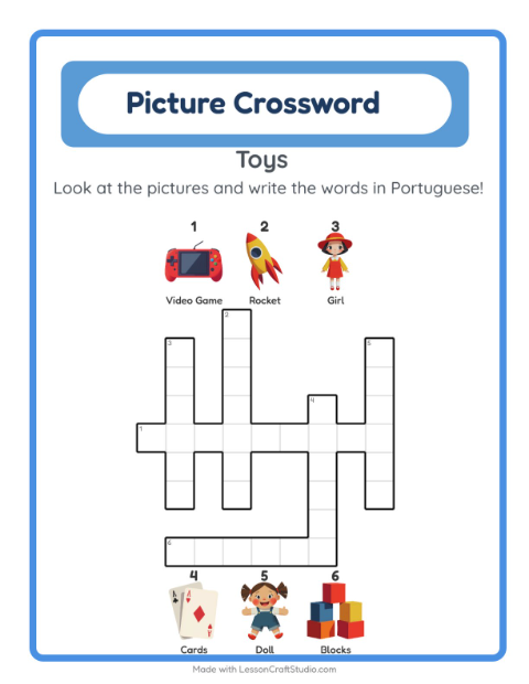 Picture crossword – Toys