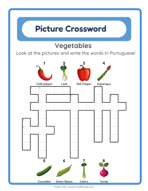 Picture crossword – Vegetables