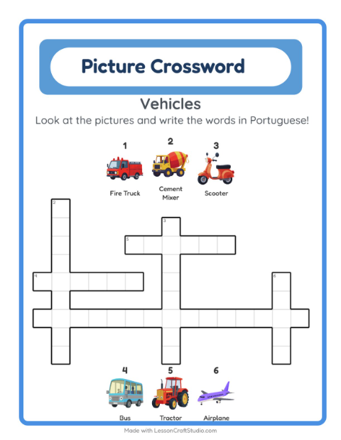 Picture crossword – Vehicles