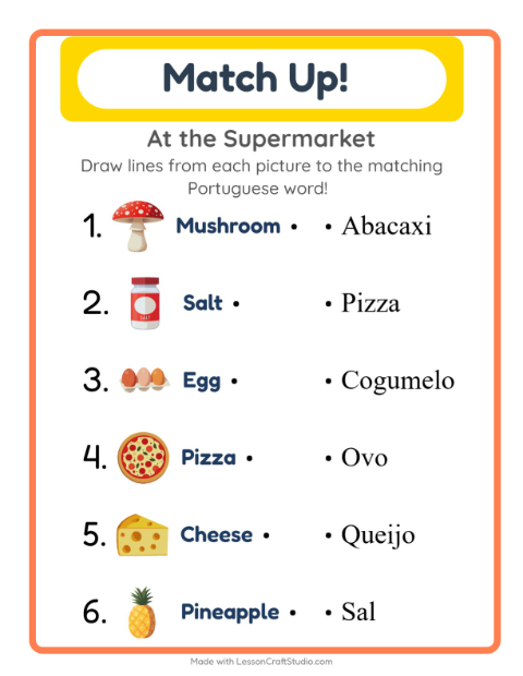 Picture-word match – Supermarket Things
