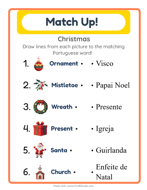 Picture-word match – Christmas