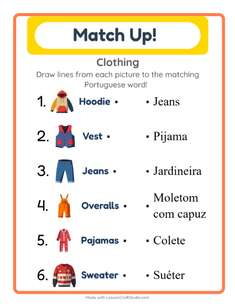 Picture-word match – Clothes