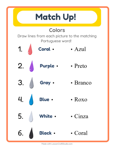 Picture-word match – Colors