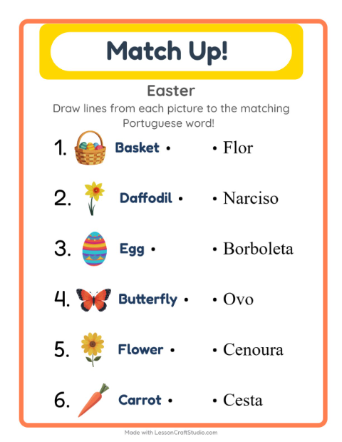 Picture-word match – Easter
