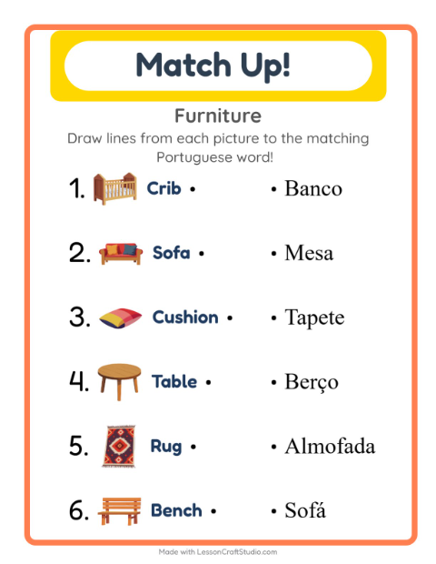 Picture-word match – Furniture